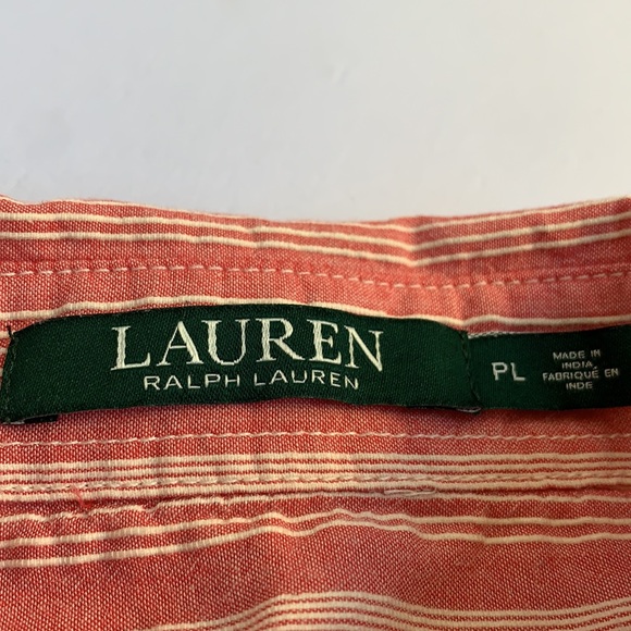 Pink Striped Lauren Cotton Blouse Petite Large - Picture 8 of 8